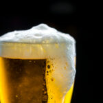 A glass of cold beer macro photography